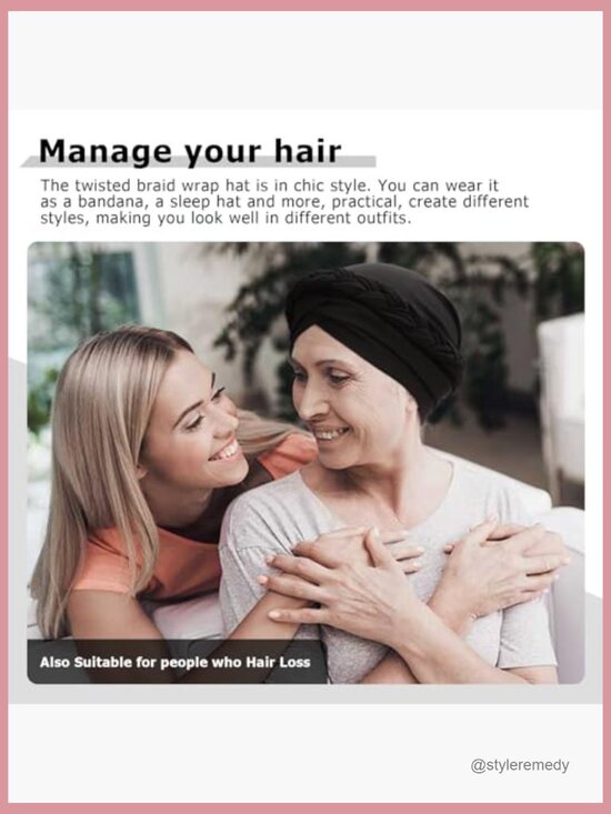Pre-Tied Twisted Braids Turban Headwrap Chemo Cap Beanie main image 5